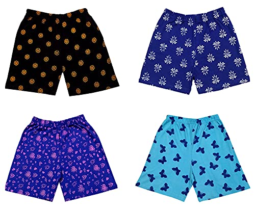 Image of indi weaves Girls Cotton Printed Shorts (Pack of 4)