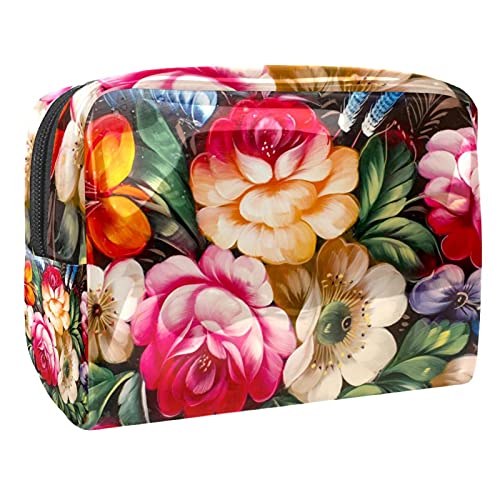 Trousse à maquillage orange motif renard multicolore de 18.5cm pour votre sac