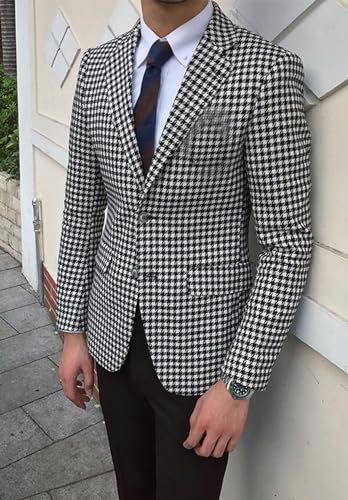Men's Houndstooth Suit 3-Piece Slim Fit Two Button Wedding Outfit2