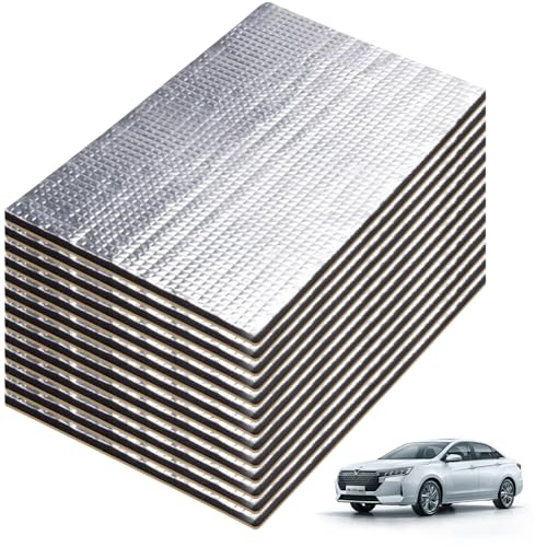 12 alfombrillas aislantes para coche, insonorización, aislamiento del coche, aislamiento acústico, ignífugo, resistente al agua, 40 cm × 25 cm × 5 mm