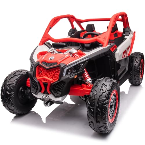 NEWQIDA 24V Ride On Toys for Big Kids 2 Seater Ride on Car with Remote Control Licensed BRP Can Am Maverick UTV Electric - Detailed View