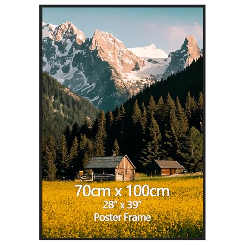 EYMPEU Marco 70x100 cm, Aluminio Negro para Cuadros de 100x70 cm, Apto para Colgar en la Pared, Ideal para Decorar Dormitorios Salones