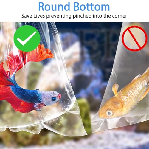 Image of Live Fish Bags, 10x20 inch Round Bottom Double Seal Clear Fishery Bags, Leak-Proof Fish Transport Shipping Bag, HDPE Bag for Freshwater & Saltwater (Ultimate 3 mil, 50 Pack)