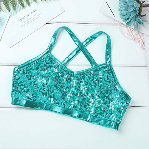 Image of Kids Girls 2PCS Sports Outfits Ballet Gym Sequins Mermaid Tank Top Shorts Set Tankini Swimwear Gymnastics Tracksuit
