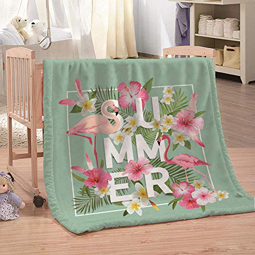 JFAFJ Kuscheldecke Sherpa Decke Flanell Pink & Flamingo Gedruckte Decke Mikrofaser Sherpa Fleecedecke Weich Dicke Wohnzimmerdecke Tagesdecke Sofadecke zweiseitige Decke 130x150cm