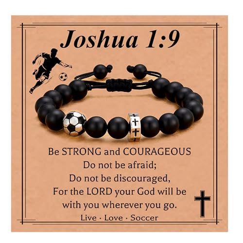 Miss Chipmunk Soccer Bracelet for Boys Cross Beaded Bracelet Gifts for Son Grandson...