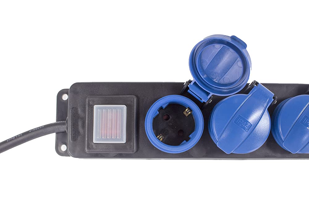 as - Schwabe 38618 CEE 3-way power strip with 3-pole switch, 1.5 m cable and powerlight voltage indicator, 230 V/16 A, with switch and safety flap cover, IP44