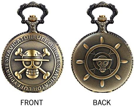 Image of AUGEN Premium Pocket Watch Metal Keychain OnePiece-3 Retro Vintage for Gifting With Key Ring Anti-Rust (Pack Of 1)