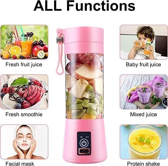 Image of Mini 6-Blade Juicer Blender with Built-In Jar, Juice Mixer Bottle, Fruit Juice Machine, USB Rechargeable Personal Size Juicer Grinder for Juices, Kitchen Appliance for Milk Shakes (Multi Colour)