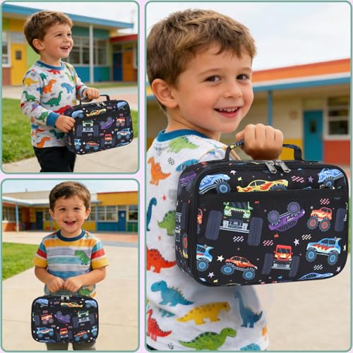 Image of CAMTOP Lunch Box Kids Boys Insulated Lunch Cooler Bag Reusable Lunch Tote Kit for School Travel