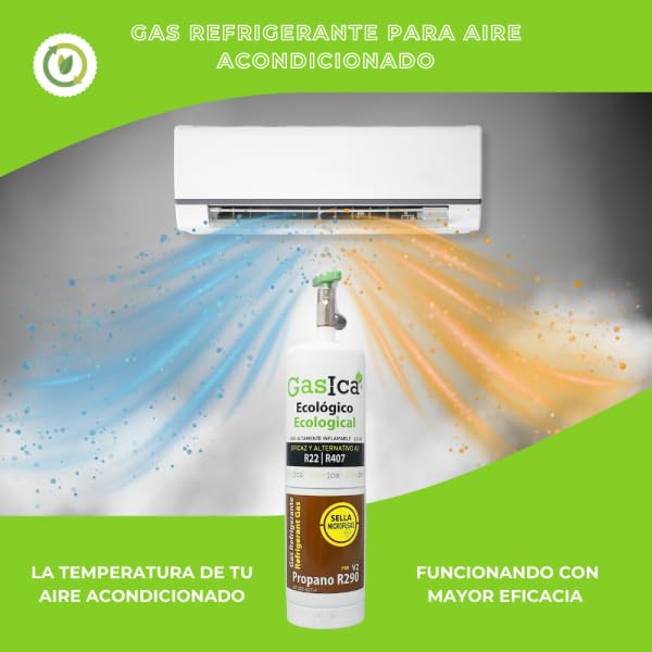 Bilake Gas refrigerante para Aire Acondicionado gasica Gas ecológico Pro V2 propano R290, 400g con Valvula, sustituye Gas R22, R407