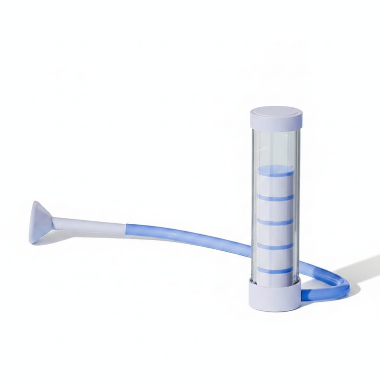 Clear Chamber Respiratory Muscle Exerciser Marked Bands Breathing Exercise Device Flexible Tube Handheld Breathing Exerciser Mouthpiece, Blue-image-0