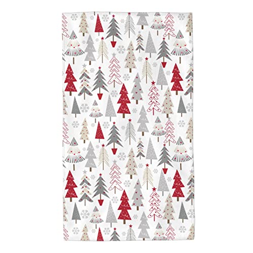 Supluchom Hand Towel Christmas Pine Tree White Winter For Bathroom Kitchen Microfiber Fingertip Bath Towels 16 X 27.5 Inch Soft Xmas New Year Decorative Home Hotel Gym Laundry Room #TOP7