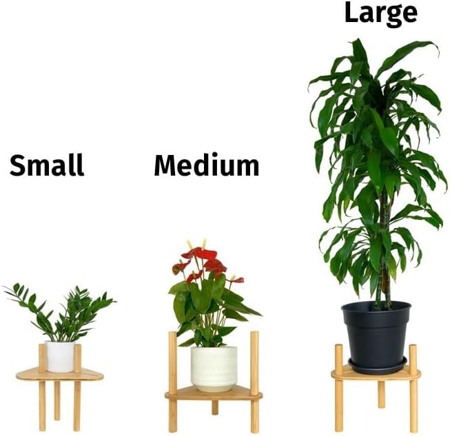 Miniatura 4 de Soporte para plantas de bambú. Ancho y altura ajustables. Mesa auxiliar. Mesita de noche. Moderno de mediados de siglo. Unidad única. Maceta no