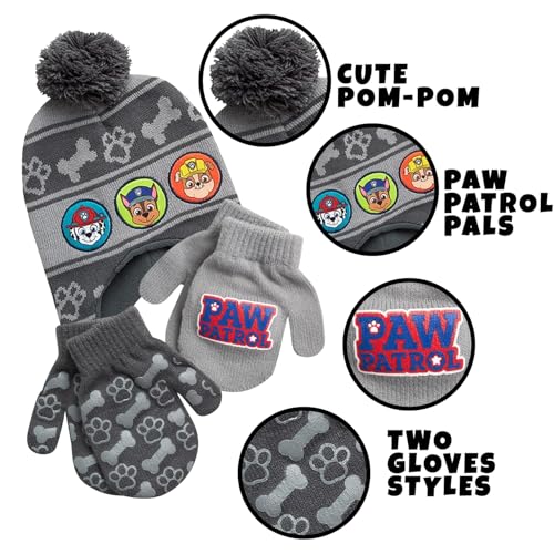 Image of Nickelodeon Boys Paw Patrol Winter Hat, 2 Pair Gloves or Mittens (Toddler /Little Boys)