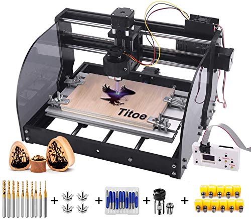 2-in-1 7000 mW CNC 3018 Pro-M CNC Engraving Machine GRBL Control Router Kit 3 Axis PCB Milling Machine Wood Router Engraver with Offline Controller,XYZ Working Area 300 x 180 x 45mm