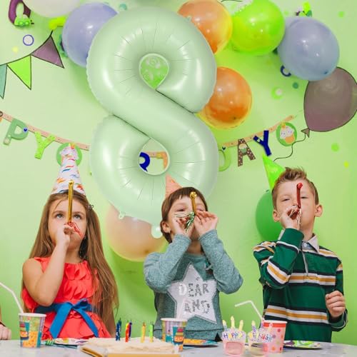 Image of Solid Green 8 /Eight Number Foil Balloons 32 inch toy 8th Birthday Party Decoration Helium Supported