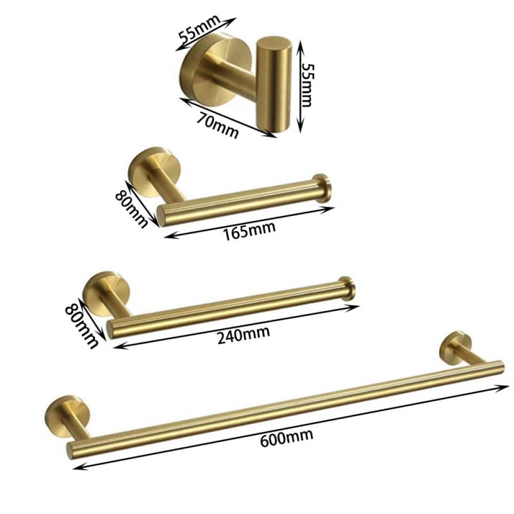 Juego de accesorios de baño de 4 piezas, kit de accesorios de baño de montaje en pared para decoración moderna de baño, incluye toallero, soporte para papel higiénico, gancho para bata y estante