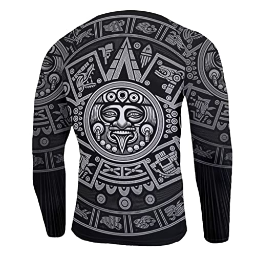 BJJ Rash Guard, Ultra Soft Compression Shirt, Rash Guard Men Jiu Jitsu Long Sleeve Aztec Compression Shirt3