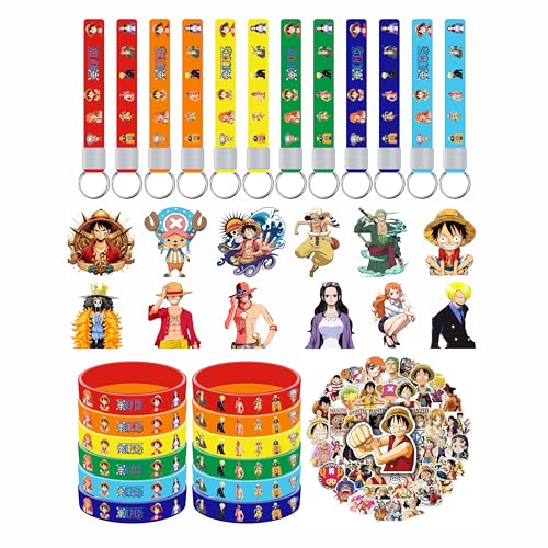 KROCEUS 86Pcs One Piece Birthday Party Supplies Party Gifts and Toy Set for Luffy Theme Party