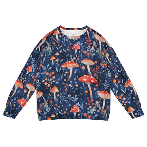 JUNZAN Red Mushrooms Royal Blue Big Boys Sweatshirt Hoodie Long Sleeve Sweatshirts for Boys Camping 4T