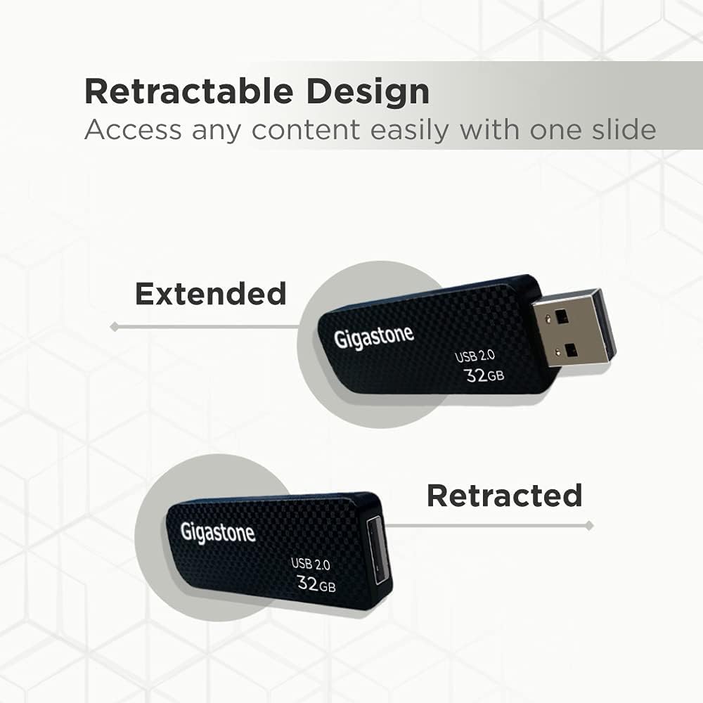 GIGASTONE Z30 - Chiavetta USB 3.2 Gen 1, 100 MB/s, ultra veloce, anello portachiavi, stile fibra di carbonio, design push-pull, archiviazione dati, backup per PC/Mac/TV/auto, compatibile con USB 2.0