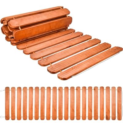 La Vane 12 Feet Wooden Garden Pathway, 22 inch Extra Wide Outdoor Roll Out Wood Straight Walkway, Decorative Patio Boardwalk Path, Weather-Resistant Roll Up Beach Road Floor, Wedding Party Pathways