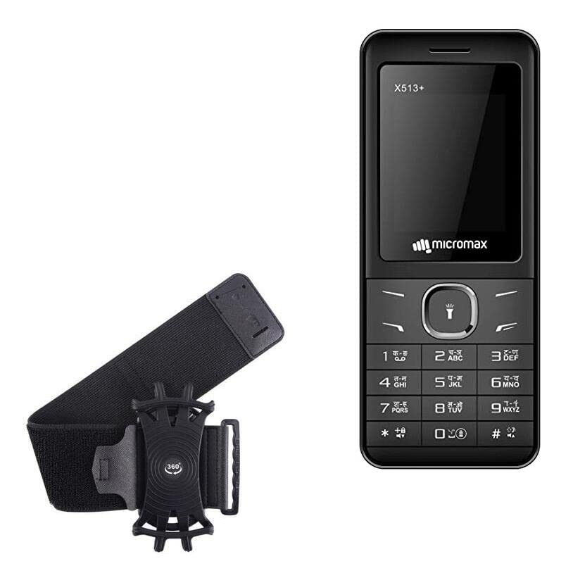 BoxWave Holster Compatible with Micromax X513+ - ActiveStretch Sport Armband, Adjustable Armband for Workout and Running - Jet Black