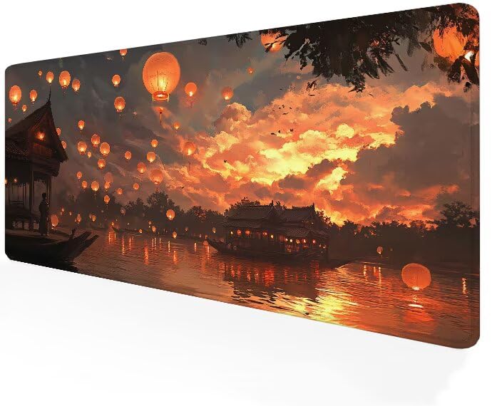 Tapis de souris gamer XXL orange 1200x600 pour PC et desk mat étanche antidérapant