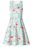 robe ceremonie fille 14 ans blanche Apparel silhouette: a_line AIDEAONE Filles Robe sans Manches Mignonne Drôle Robe été Robe Flamant 13-15 Ans (15T)