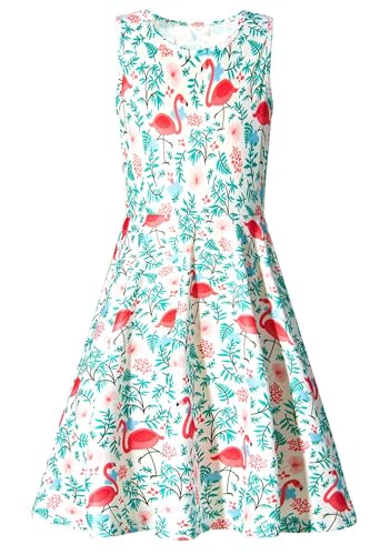 CHICTRY Mädchen Kleider Sommerkleid Boho Strandkleid Stretch Hohe Taille Freizeit Kleid mit Halskette Prinzessin Partykleid Gr. 104-152 Rose Rot 128-140