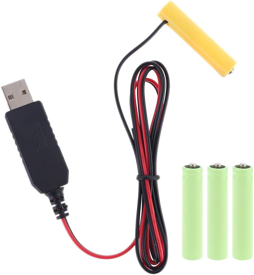 LR03 AAA Battery Eliminator 2M USB Power Supply Cable Replace 1 to 4pcs AAA Battery (6V)