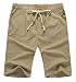 Mr.Zhang Men's Linen Casual Classic Fit Short Summer Beach Shorts Khaki-US M