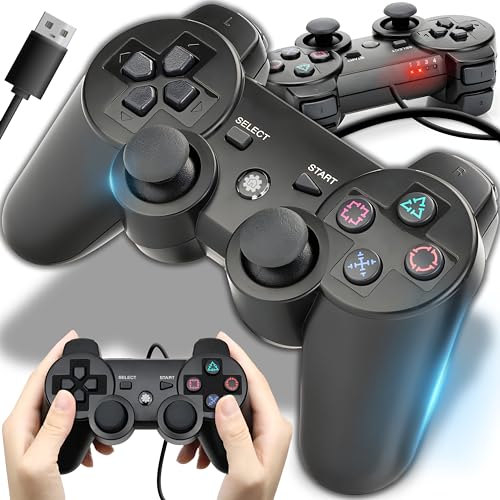 Retoo Controller PC PS3, Joystick, Spiele, Kabel, Dual-Vibration Turbo Fronttasten TV Gamepad Direct-Input Plug Play Konsolenartigem Layout, Tasten D-Pad, Komfortable Griffflächen Kabelgebundenes USB