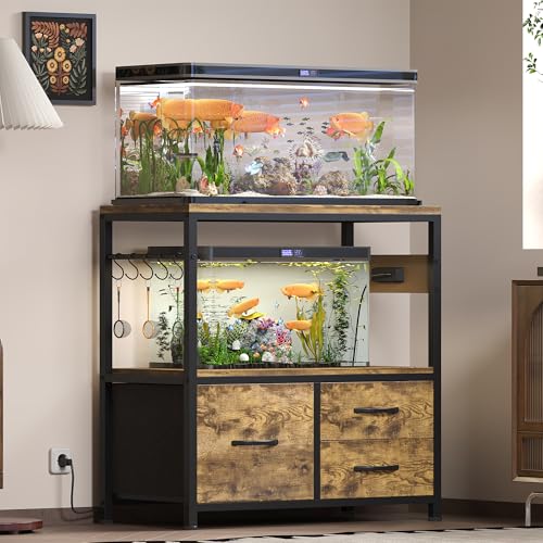 Image of Heybly 20-29Gal Fish Tank Stand with Drawer, Power Outlet,330lbs HAS001SR-1