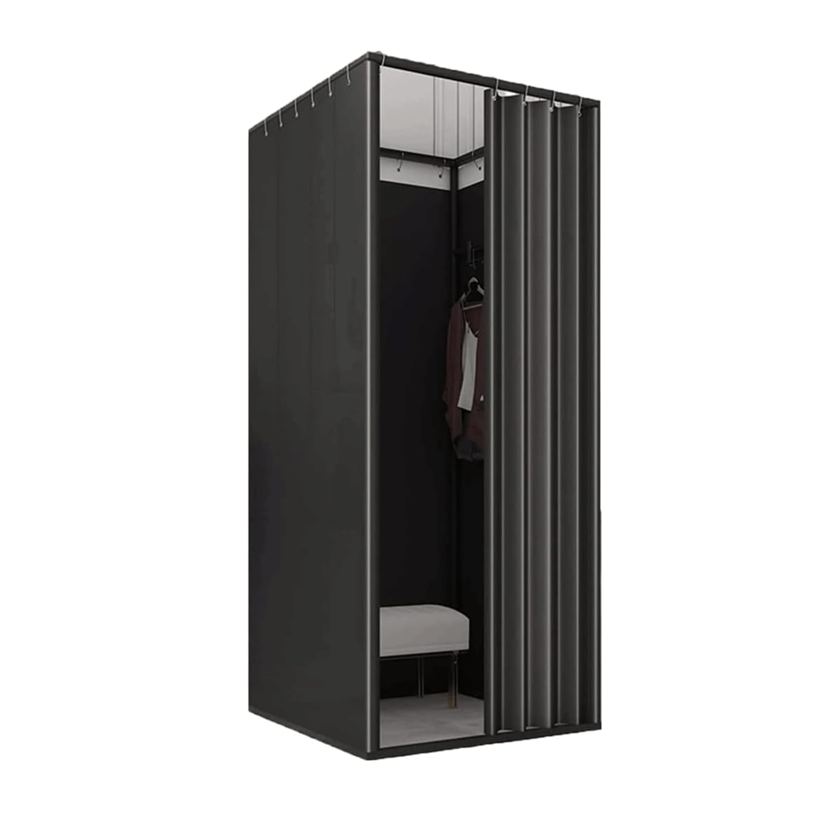 Vestiaire portable carré pour créer une zone d'essayage intime sans travaux