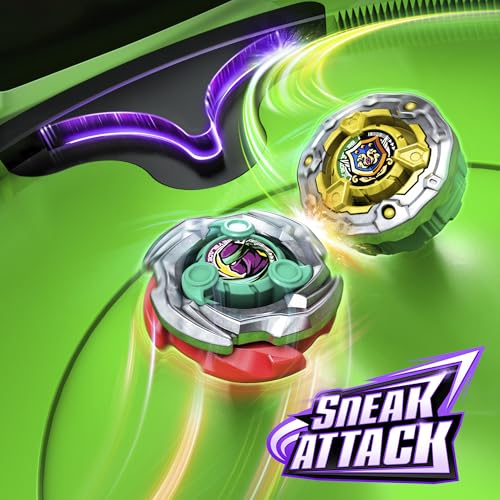 Image of Beyblade X Sneak Attack Battle Set with Beystadium Arena, Rampart Aegis GB & Cutter Shinobi LF, 2 Right-Spinning Takara Tomy Battling Tops Game Toys, 2 Launchers, Ages 8+