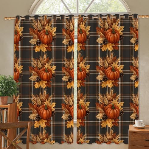 Rideaux occultants automne orange 132x137 cm | Déco de saison