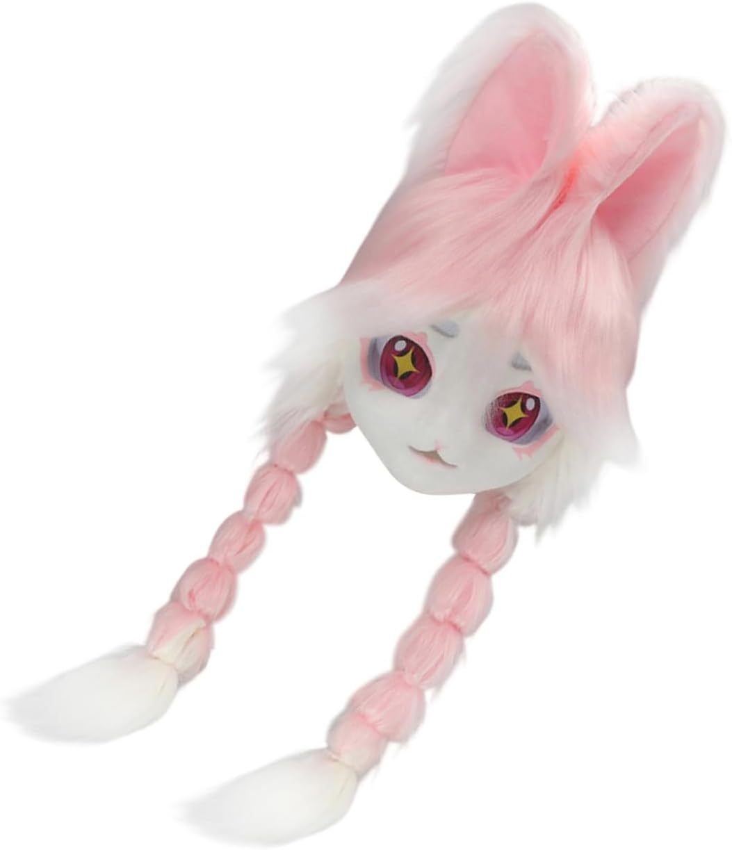 Plush Cats Headgear Animal Head Fursuit Halloween Masquerade Cosplay Costume Accessories for Adults Gift Animal Hea