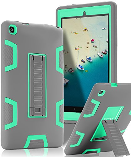 TOPSKY Case for All-New Amazon Fire HD 8 2016 (6th Gen),[Kickstand Feature],Shock-Absorption/High Impact Resistant Armor Defender Case for Fire HD 8 Tablet (6th Gen, 2016 Release), Grey/Green