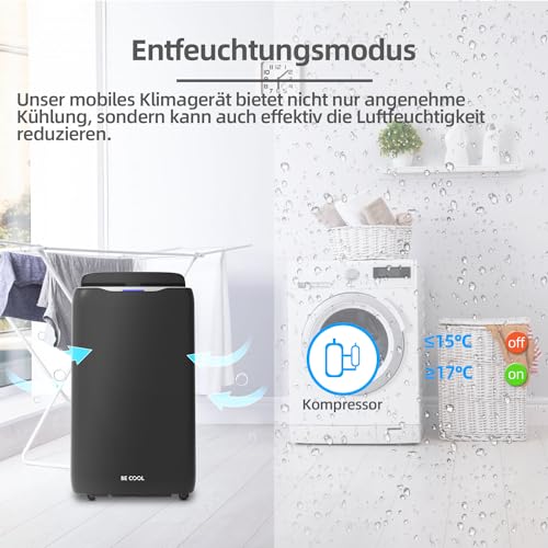 BE COOL 4in1 Klimagerät 14.000 BTU BC14KL2402FW- Kühlen: 14.000 BTU, Heizfunktion, bis max. 125 m³, WiFi- Steuerung, Fernbedienung, schwarz-4