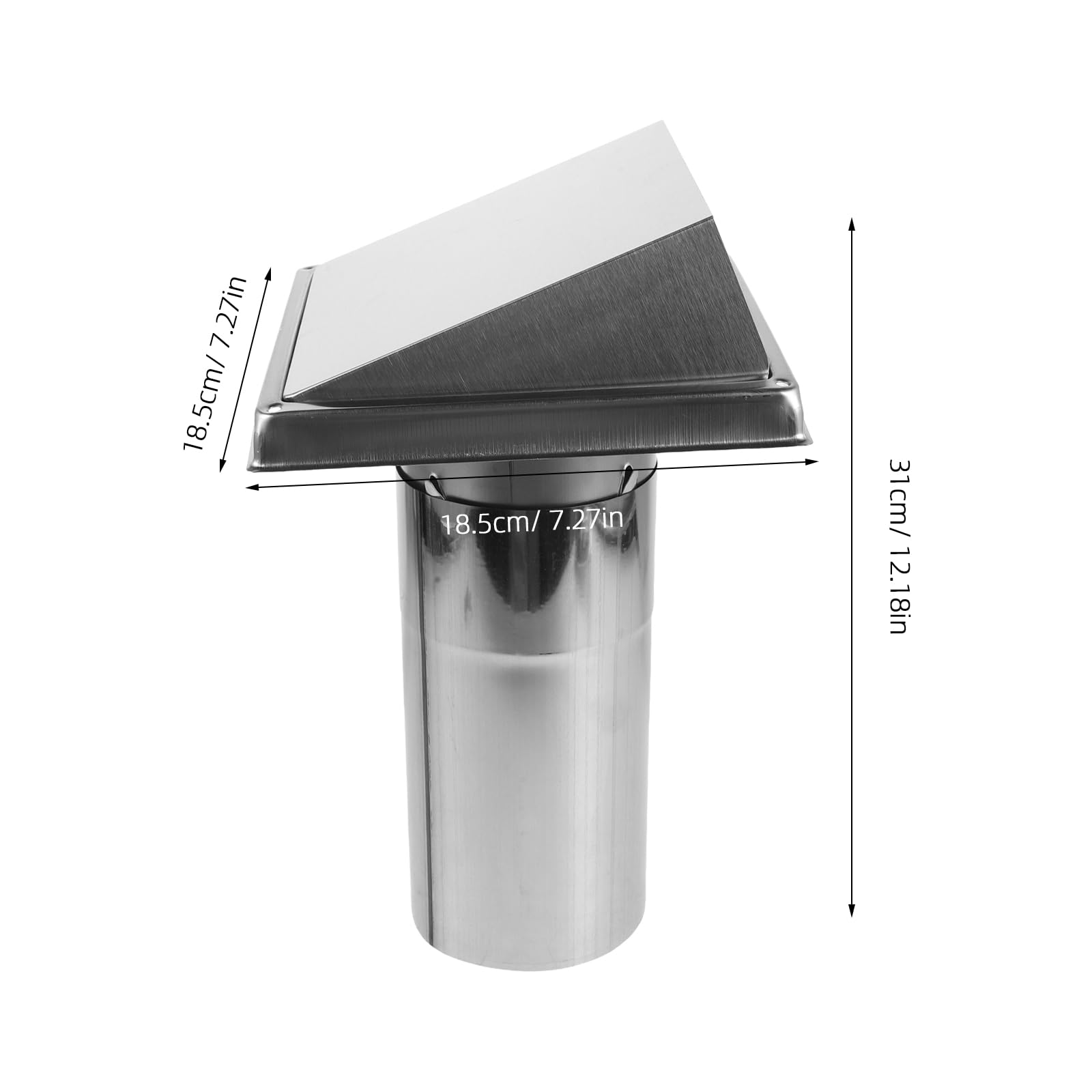 Homoyoyo Grille D’aération Murale en Acier Inoxydable 100 Mm Clapet Amovible, Capuchon de Conduit D’évacuation Allongé 200 Mm pour Sécheuse, Couvercle de Ventilation Extérieur Résistant