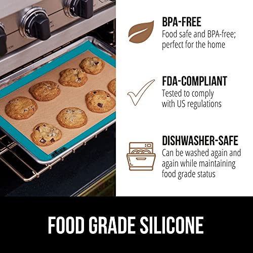 Gorilla Grip Non Stick Silicone Baking Mat Sheet, 2 Pack, Reusable Cookie Sheets Liner, Heat Resistant, No Oil Greasing Needed, Kitchen Oven Essentials, Food Grade And Bpa Free, Half Sheet, Turquoise #TOP3