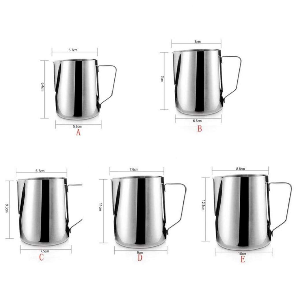 BYFRI Milk Pitcher Measuring Milk Frothing Jug 150 Milliliter Blufied Stainless Steel Jug Cup for Barista Cappuccino Espresso Machine Coffee Cafe Latte Maker Art