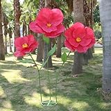 5.9 Ft Large Paper Artificial Flowers,Giant Flowers for Decoration,Standing Huge Handcrafted Poppy Flowers for Garden,Hotel,Office,Photography Props,Wedding,Art Gallery,Shop Window Display(B-Red)