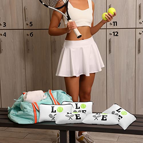 Moukeren 12 Pieces Tennis Makeup Bag Cosmetic Bag Travel Portable Storage Toiletry Case Accessories with Zippers Tennis Gifts for Lovers Players Teams Women Girls(White)4