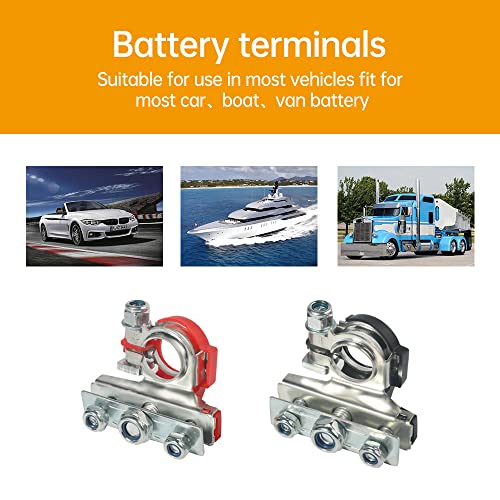 2 Pack Battery Terminal Connectors,12V Automotive Top Post Battery Wire Cable Terminals Clamp Connectors Kit,Car 3 Way Battery Terminals,Positive And Negative, Applicated In Car,Boat, Van And More #TOP2