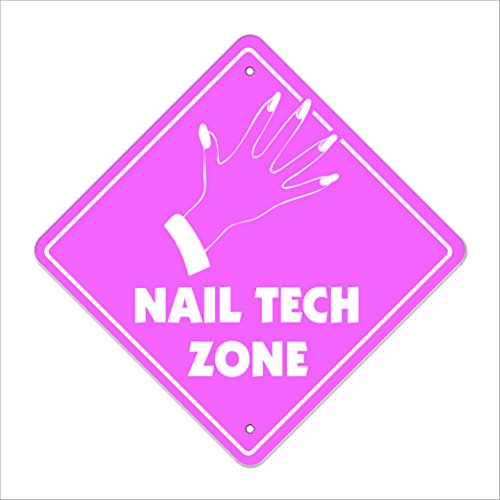 Nail Tech Crossing Sign Zone Xing | Indoor/Outdoor | 12" Tall Plastic Sign nails manicure pedicure polish tub