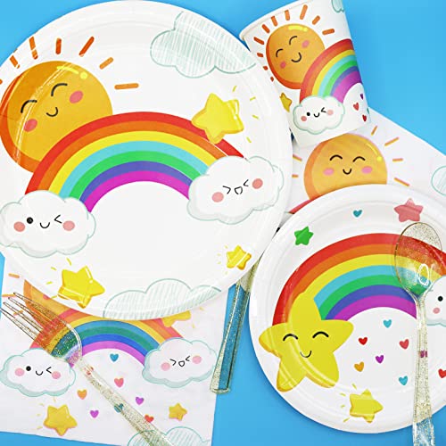 Decodinli Rainbow Party Supplies Serves 25, Rainbow Birthday Party Decorations, Rainbow Baby Shower Plates And Napkins Set, Rainbow Disposable Paper Plates, Rainbow Theme Party Tableware Set #TOP1