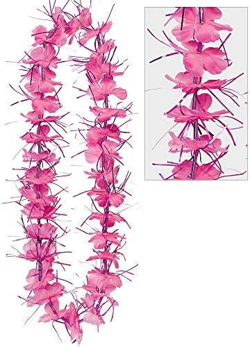 Deluxe Pink Tinsel Plastic Lei - 40" (1 Pc) - Perfect for Tropica...